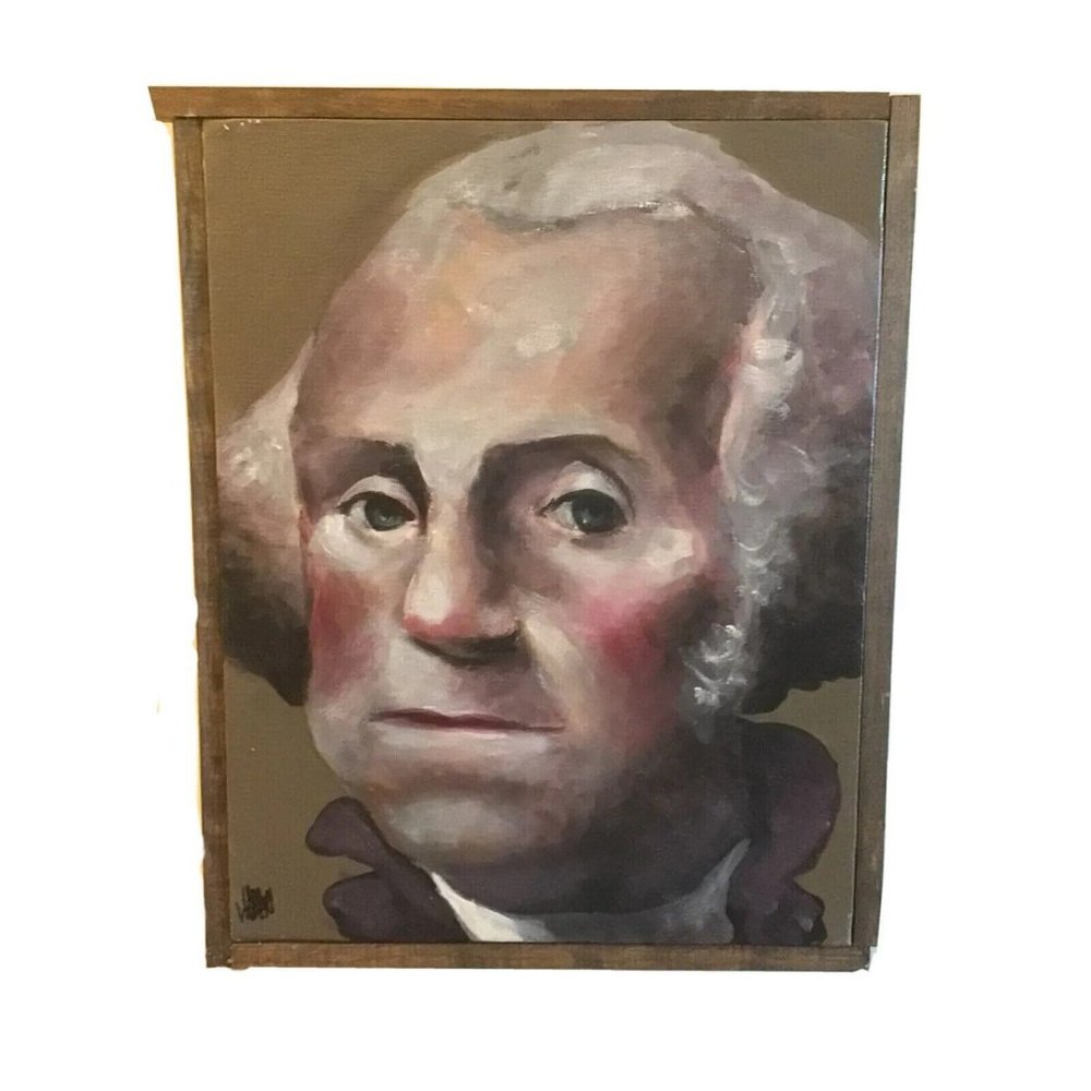 Oil Painting George Washington on Canvas Original 2011 Signed Framed 15.5" x 12"